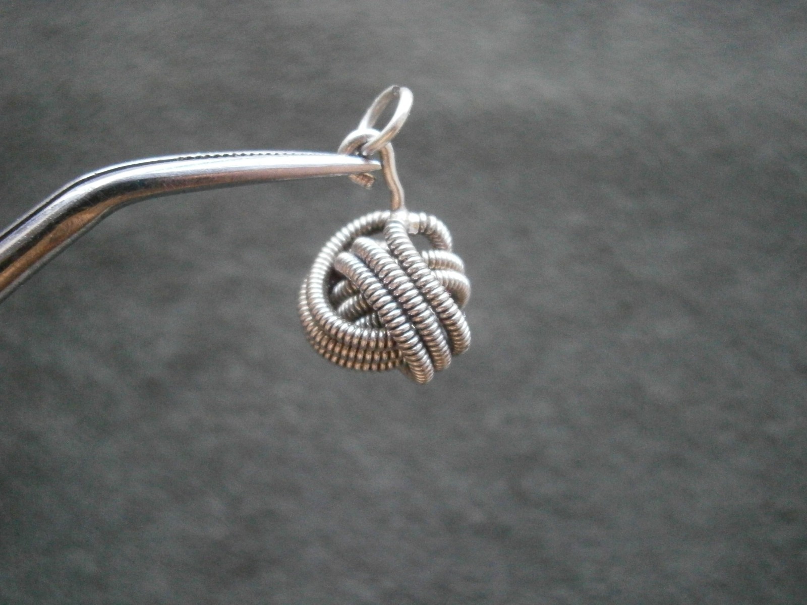 French Knot Love Knot Vintage Sterling Silver Bracelet Charm Pendant 3.0g