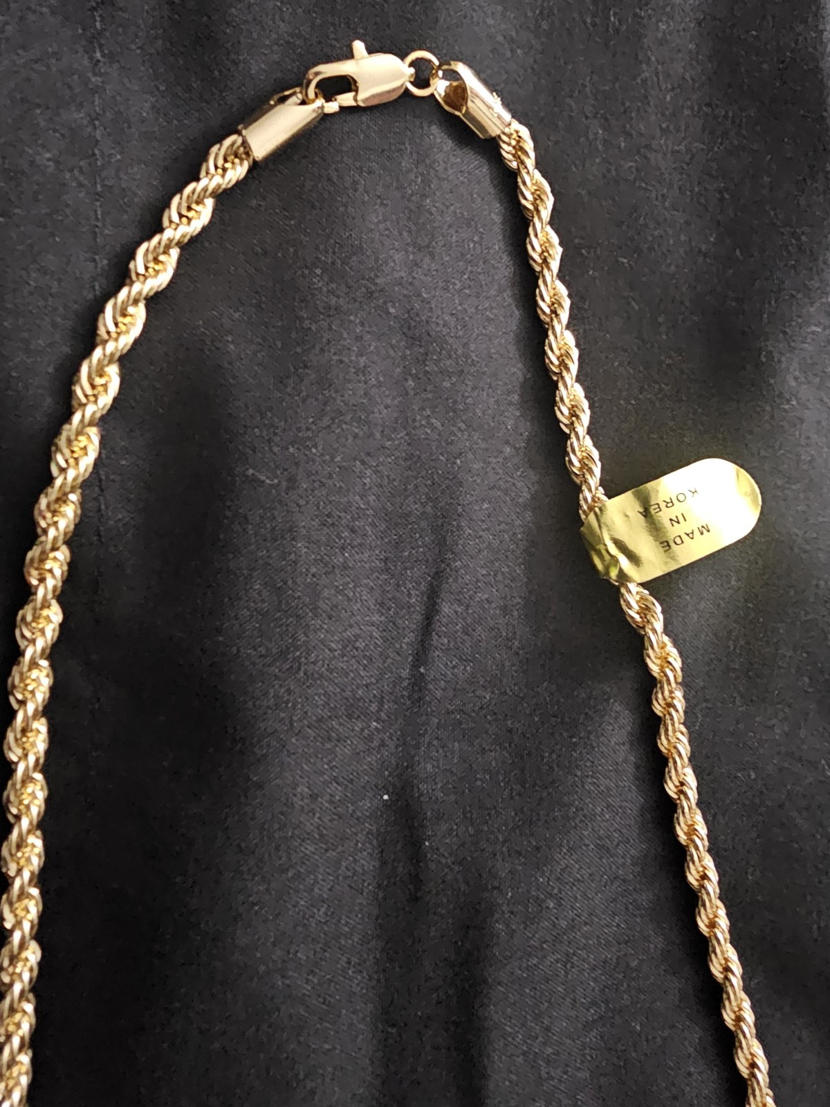 30in. 14k Gold plated on brass- LONG 2.5mm Rope Chain Necklace & Velvet Pouch
