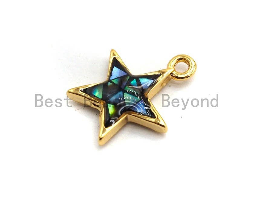 100% Natural Abalone Five Star Charm,Atrovirens Abalone shell Charm, Jewelry