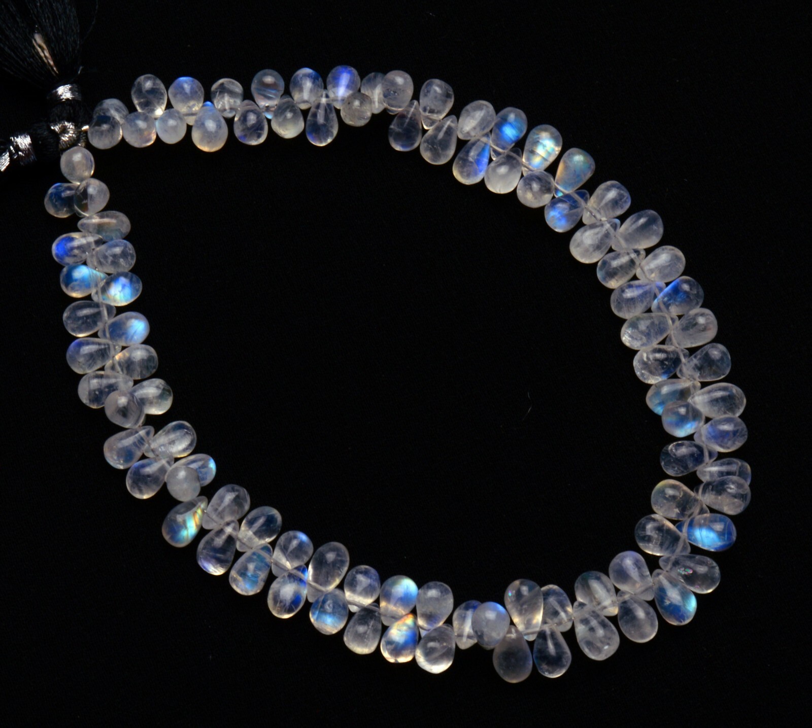 Natural Gem Rainbow Moonstone 7x5mm Approx Size Teardrop Shape Smooth Beads 10″