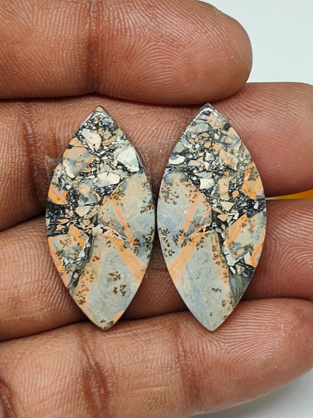 Natural Maligano Jasper Marquise Pair Cabochon Gemstone For jewelry