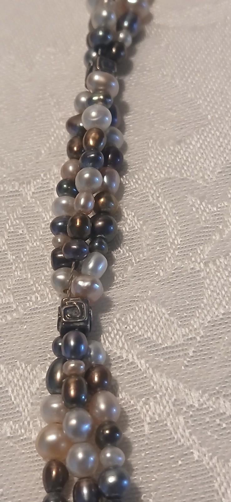 Multicolor 3 Strand Pearl Beaded Wrap Around Bracelet, 7.5″, Missing Clasp Hook