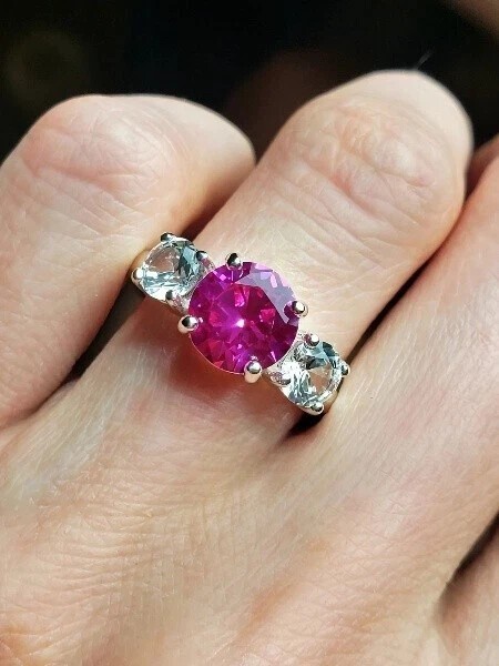 2.73 Ct Real Natural Red Ruby Diamond Engagement Ring 14K White Gold