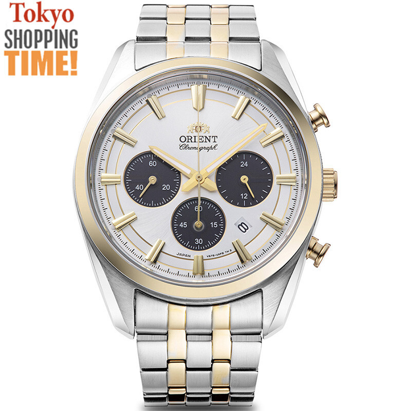 Orient Contemporary RN-TX0302S Panda Solar Chronograph Stainless Men Watch NEW