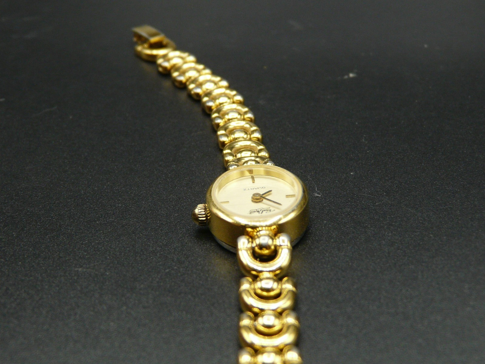 VTG Vintage Paul Maret Ladies Women Watch Gold Tone Link Bracelet Gemstone Dial