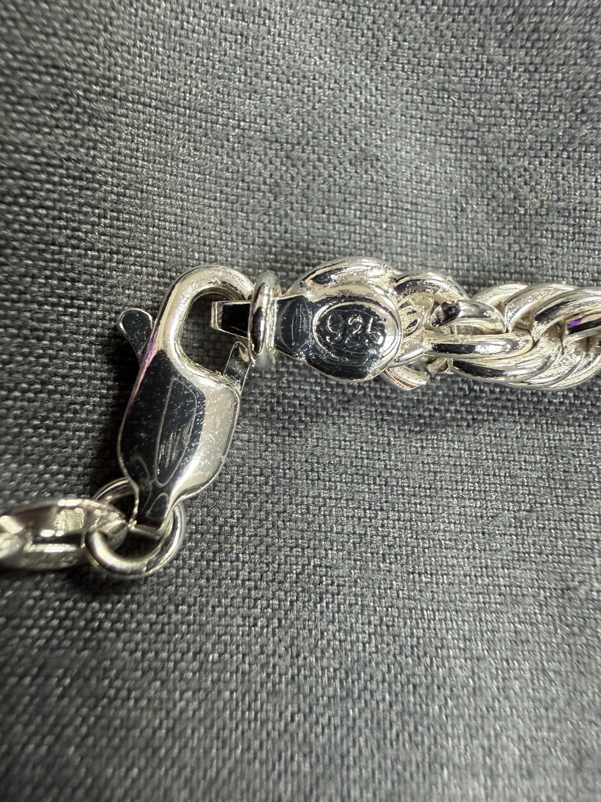 Silver Rope Chain Necklace Engraved Jesus Head Pendant Charm Lobster Clasp