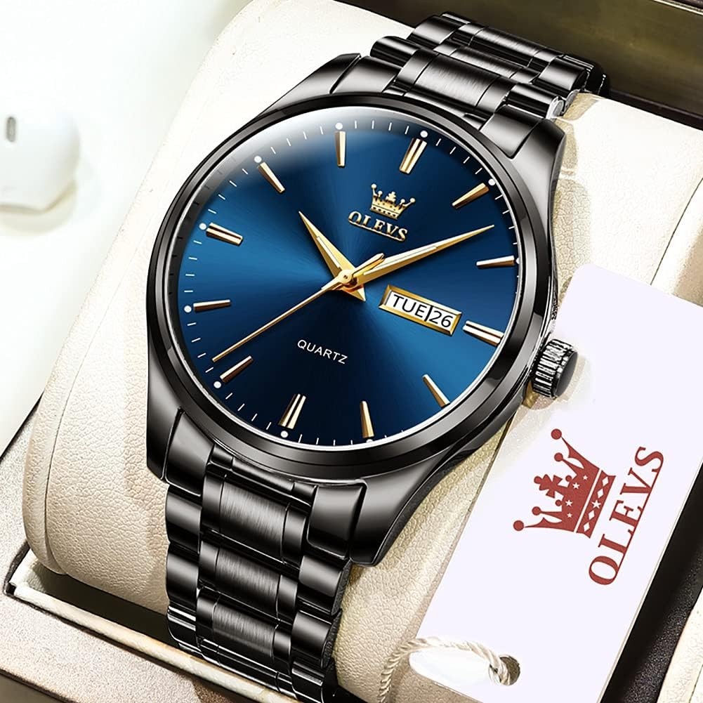 Men’s Casual Luminous Watch – Waterproof, Stylish Blue and Black Design