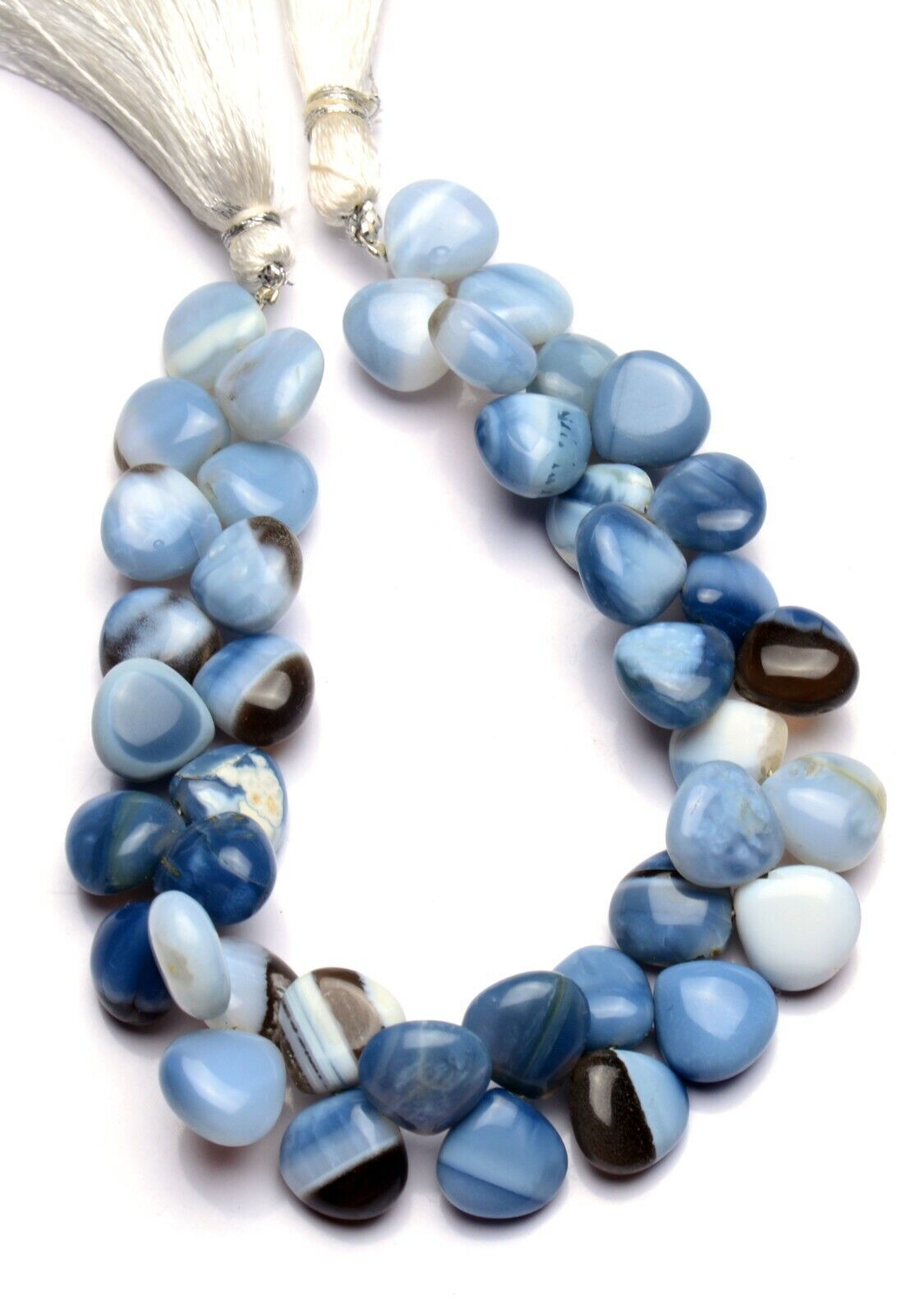 Natural Gem Peru Blue Opal 10mm Approx. Size Smooth Heart Shape Beads 8″ 138Cts.