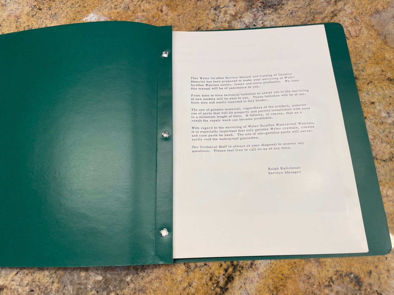 Vintage Wyler Incaflex 1963/1965 Service Manual & Catalog Of Genuine Material