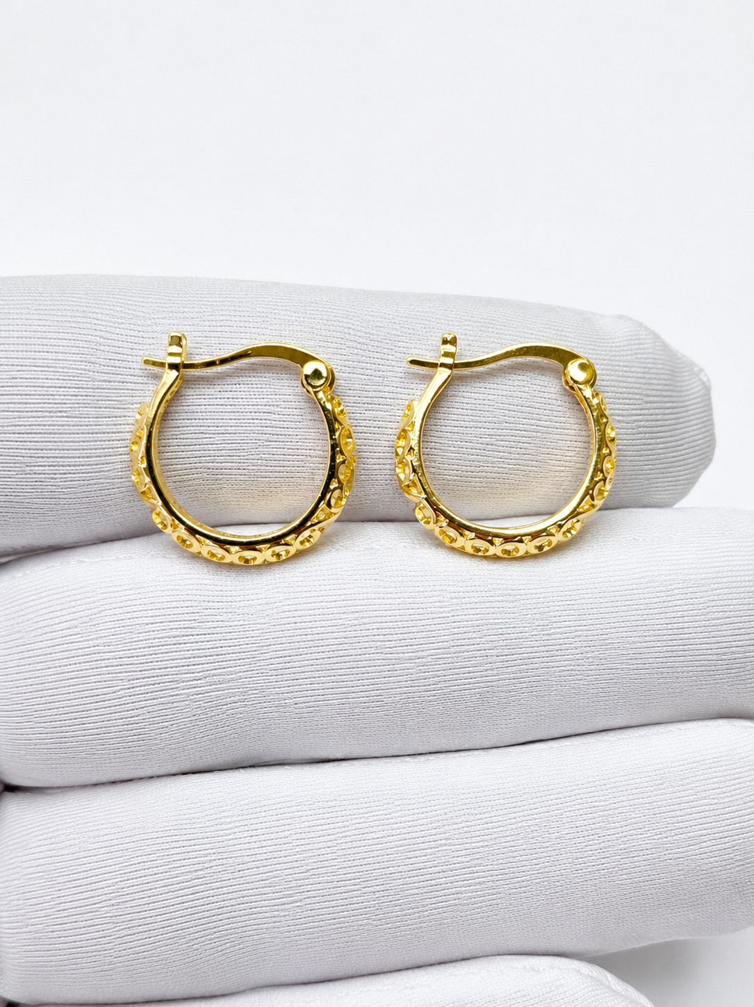 Gold Plated Hoop Dangle Earrings Fashion Jewelry For Women 18mm Medium Size