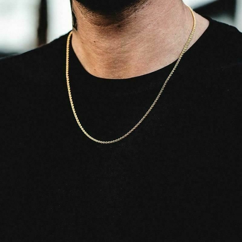 14K Yellow Gold Necklace Gold Hollow Rope Chain 1.8 mm 16”-30” Genuine