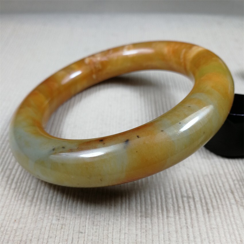 61MM China Ancient Red Green NATURAL HETIAN Jadeite Jade Bracelet Bangle