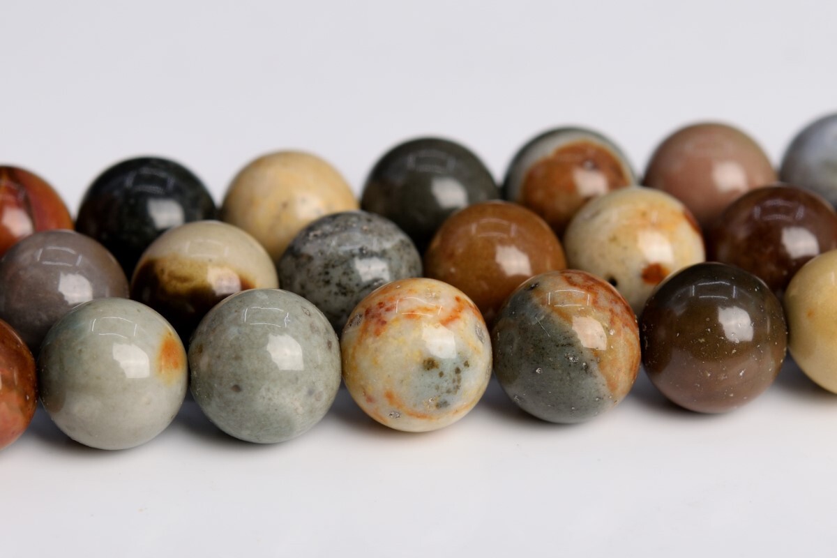 Natural Polychrome Jasper Beads Grade AAA Round Gemstone Loose Beads 6/8MM