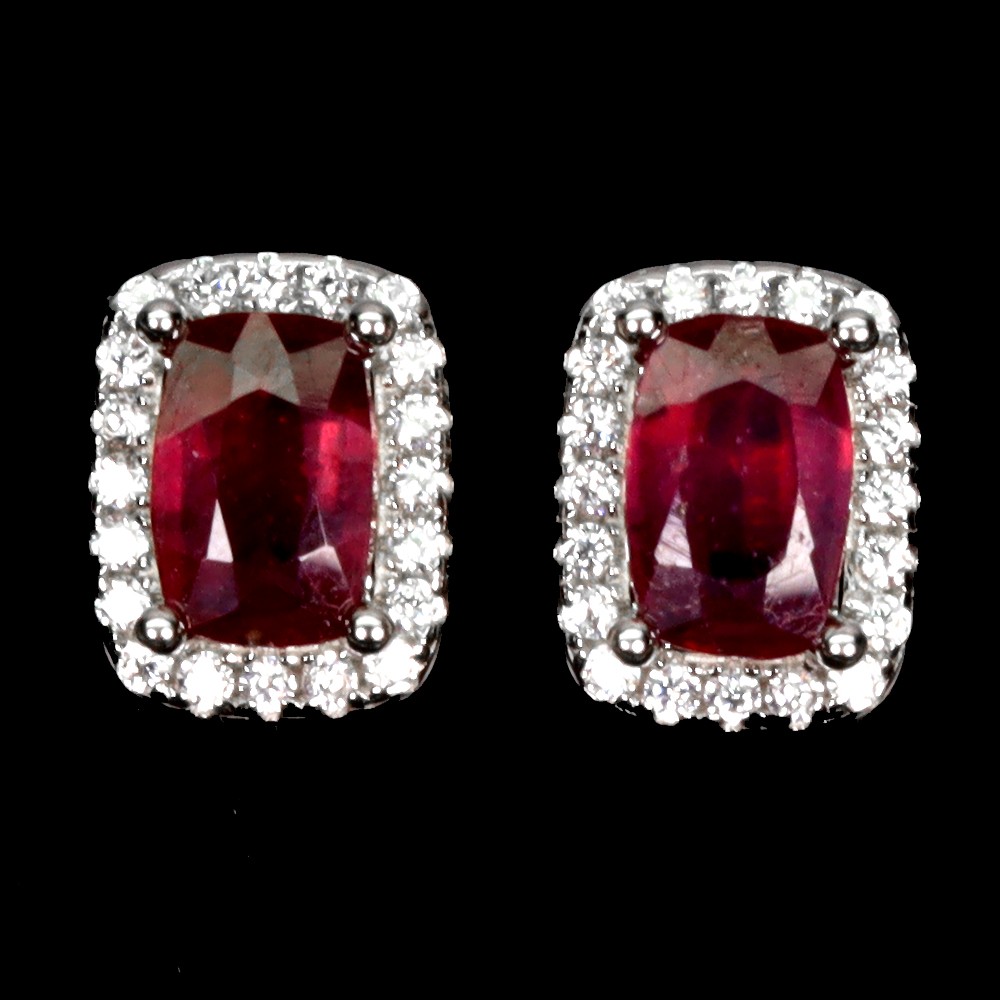 925 Sterling Silver Earrings Antique Ruby 6x4mm Natural Gemstone Jewelry