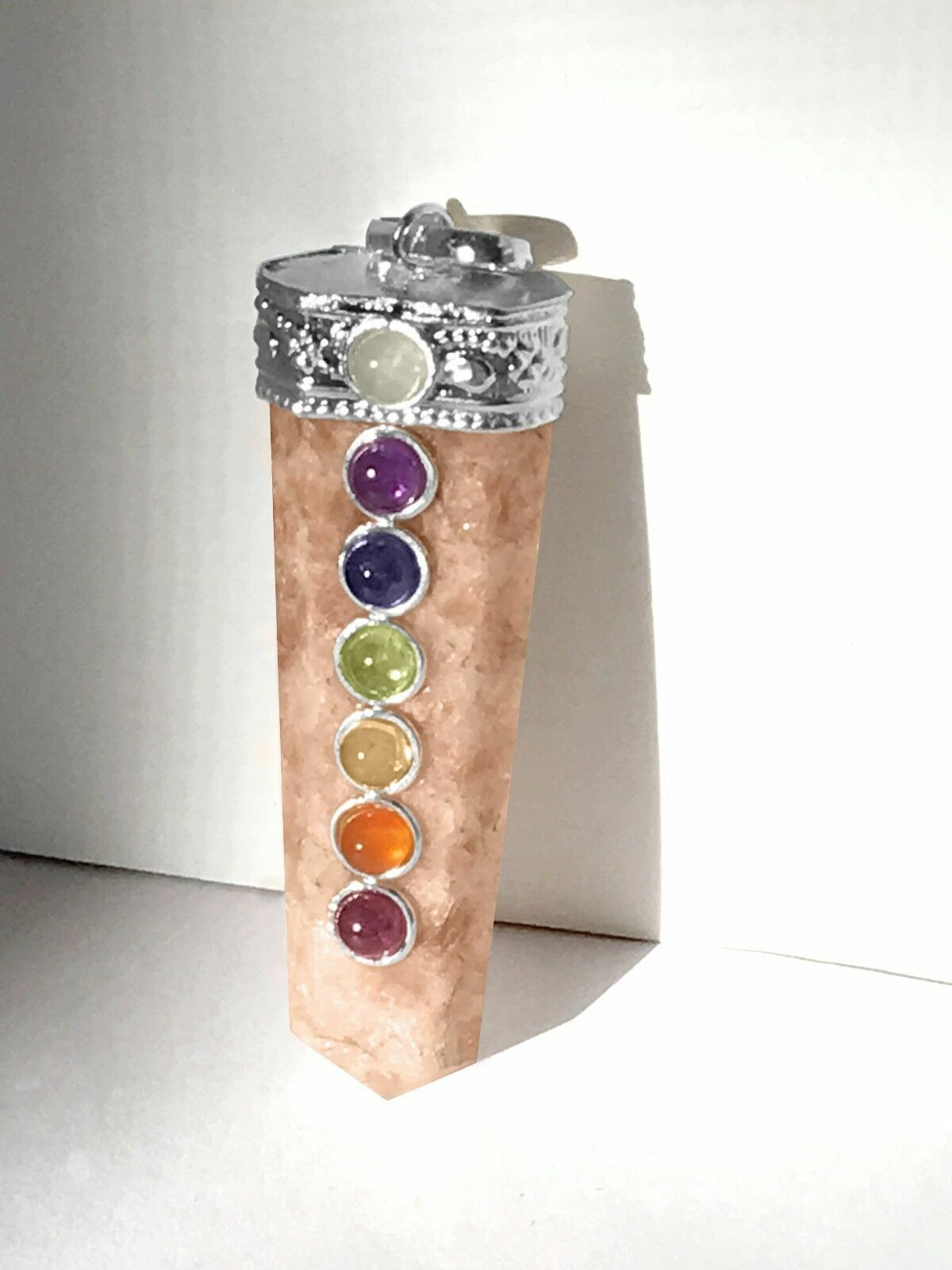 Natural Sunstone Crystal Chakra Pendant Necklace Positive Energy CHARGE Handmade