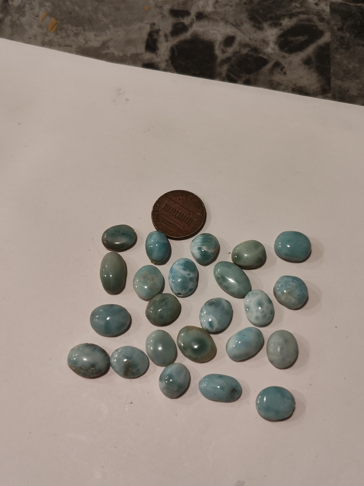 Misc Larimar Cabochons Lot 100 Cts Very Good Quality…Mix Of Calibrated Sizes
