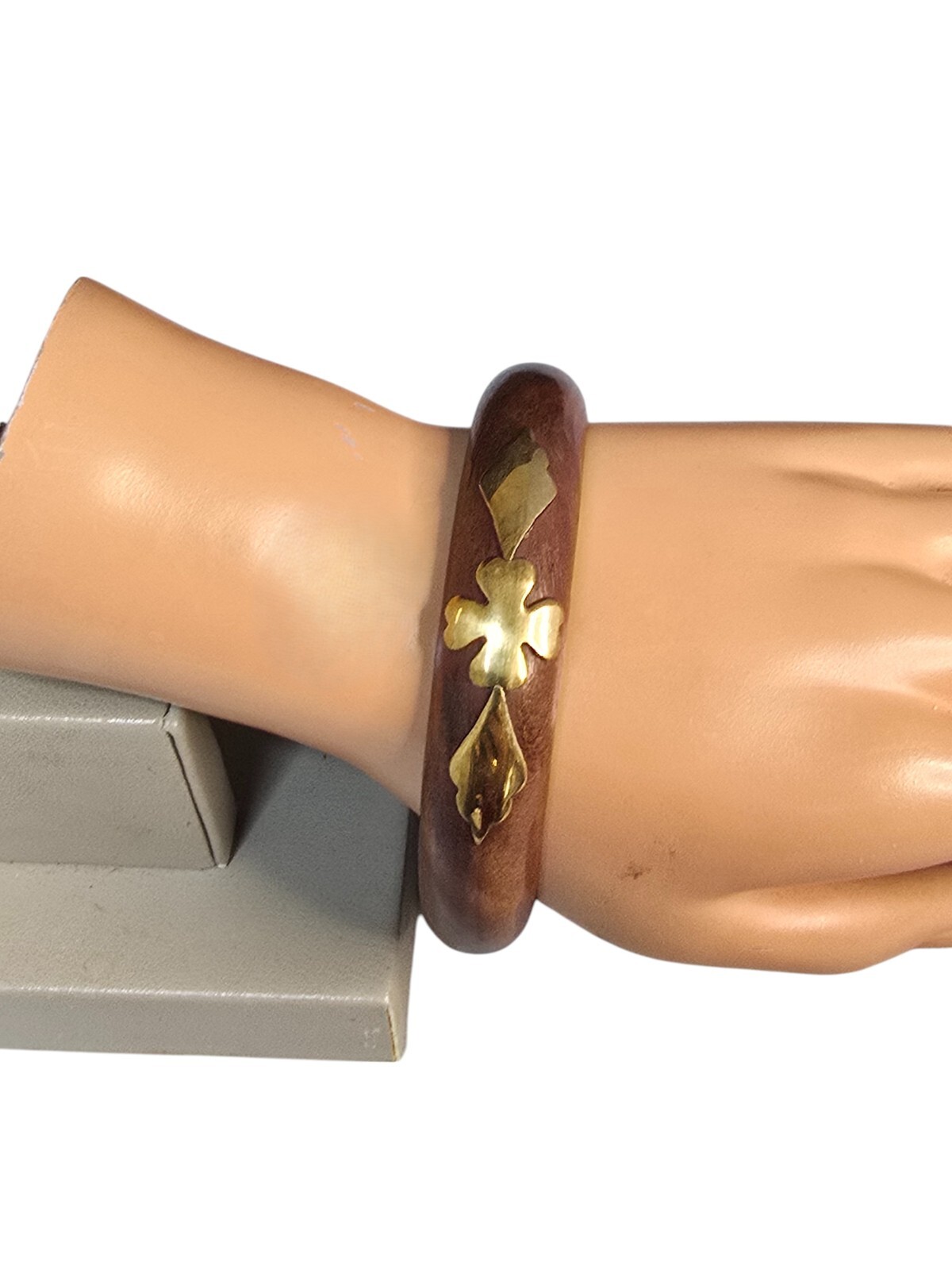 Stephan & Co Women’s Trendy Brown Wood Brass Thin Bangle Bracelet NWT