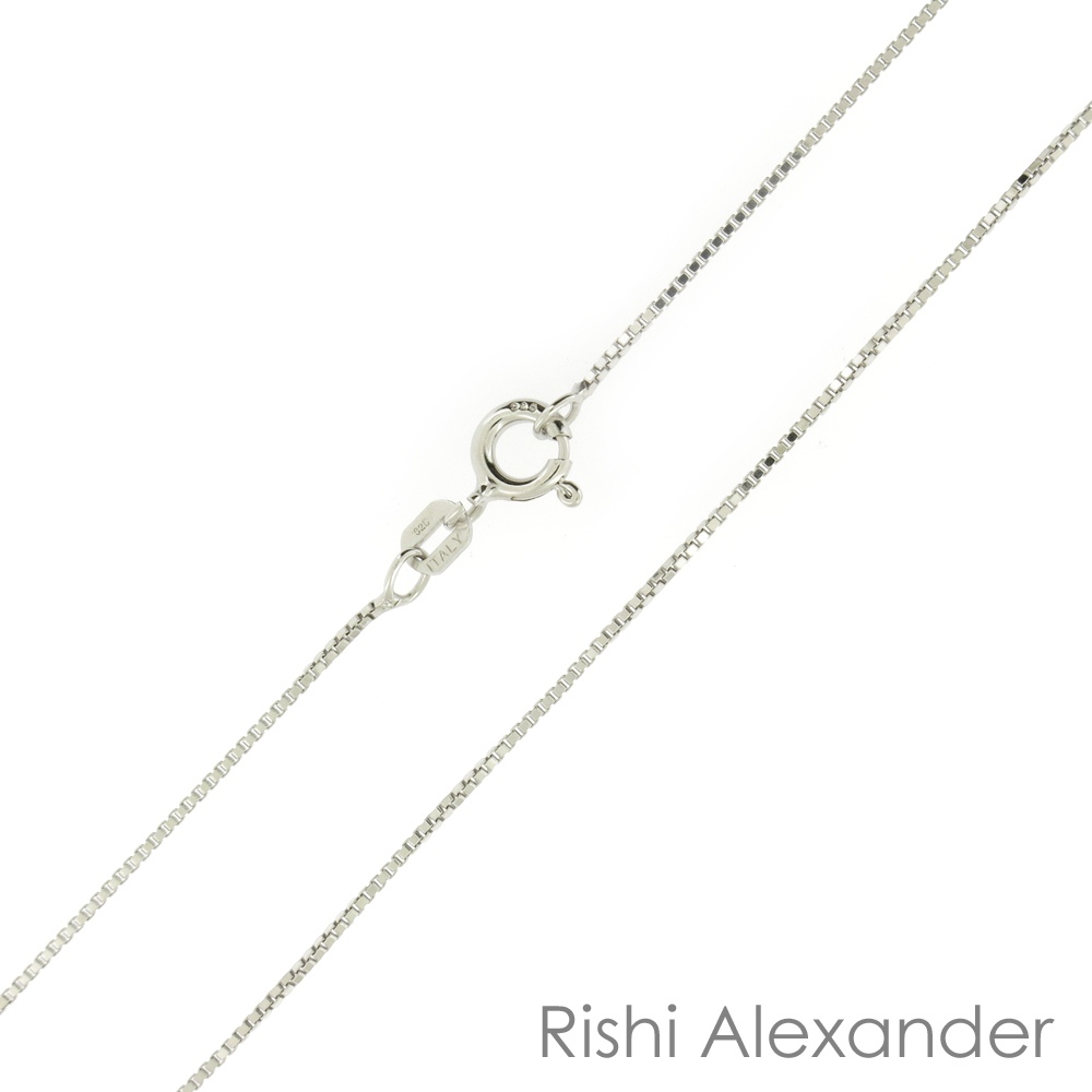 925 Sterling Silver Rhodium Finish Diamond Cut Box Chain Necklace .925 Italy