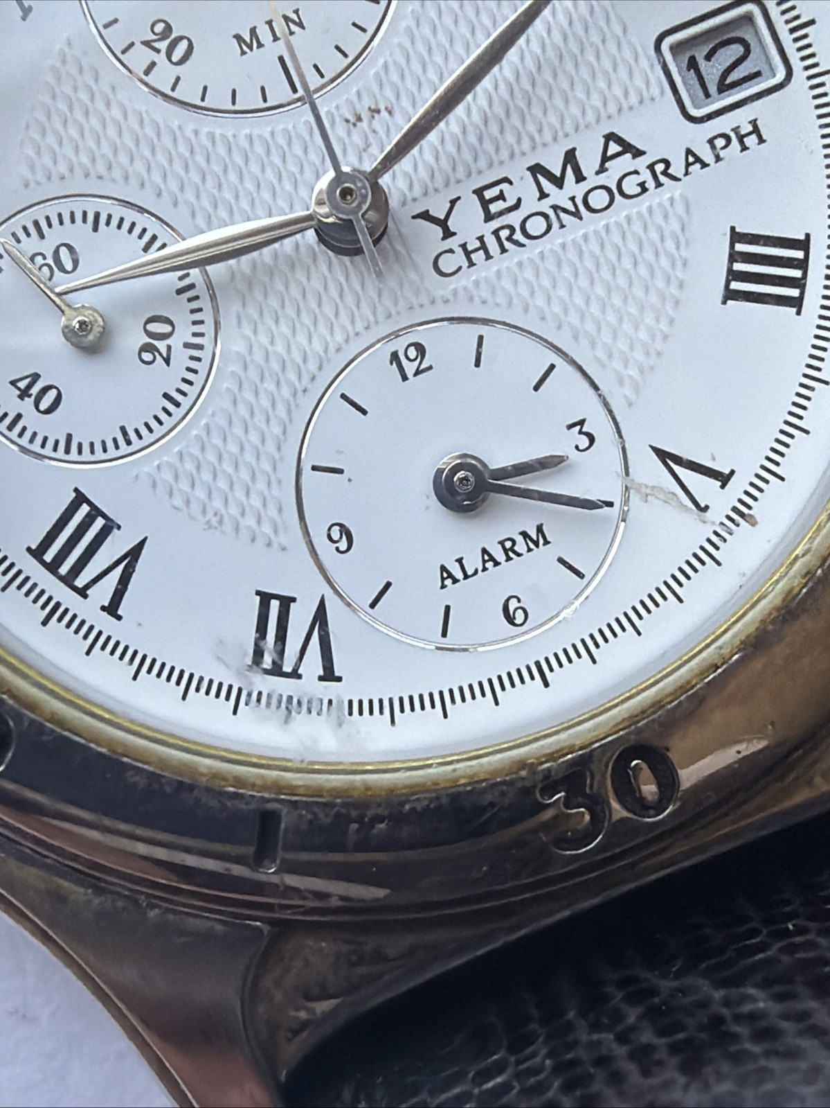 AX93 Yema Paris Chronograph Alarm 40mm Quartz Mens Watch Untested Sold As Is**
