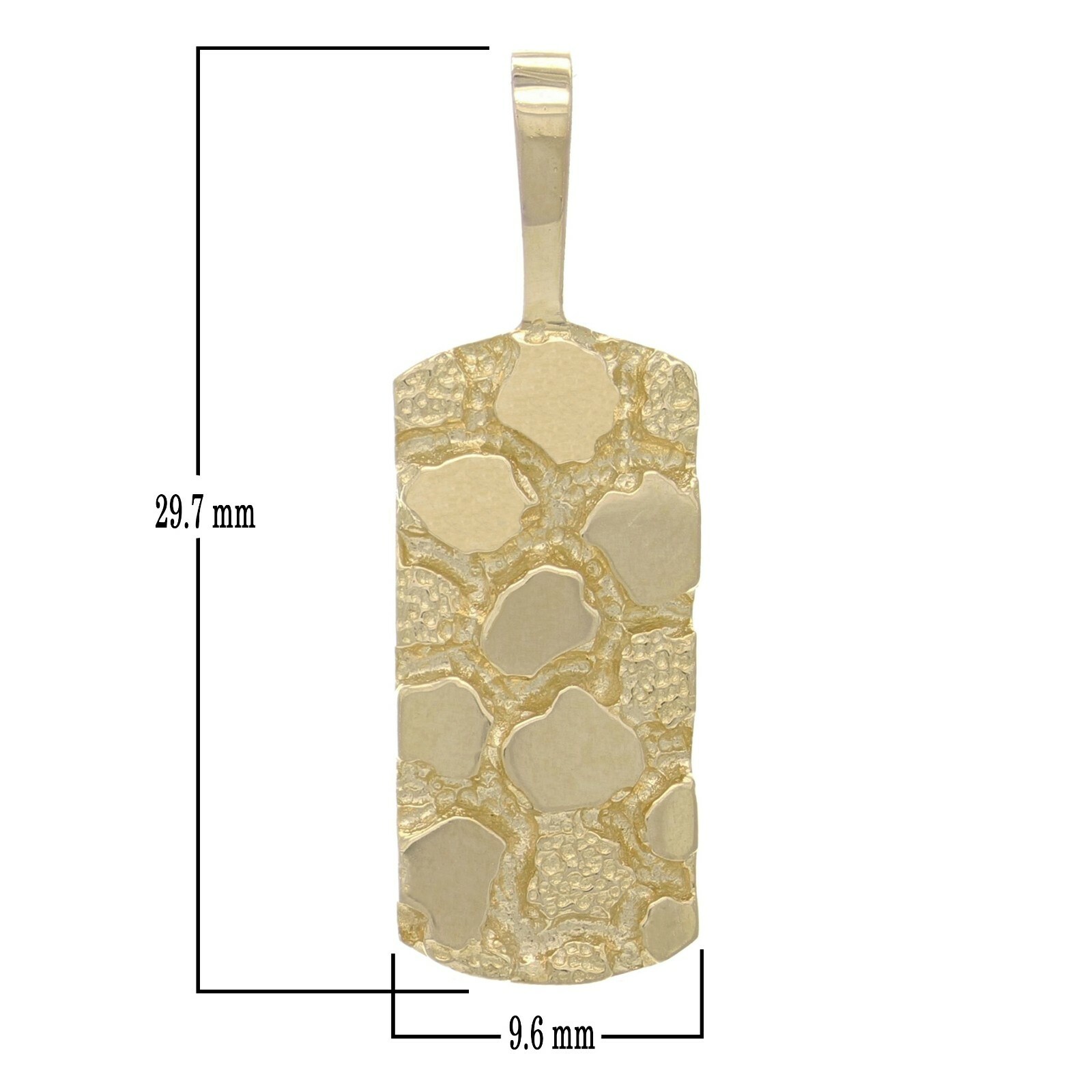 14k Yellow Gold Solid Rectangle Nugget Charm Pendant 1.15″ 3.2 grams