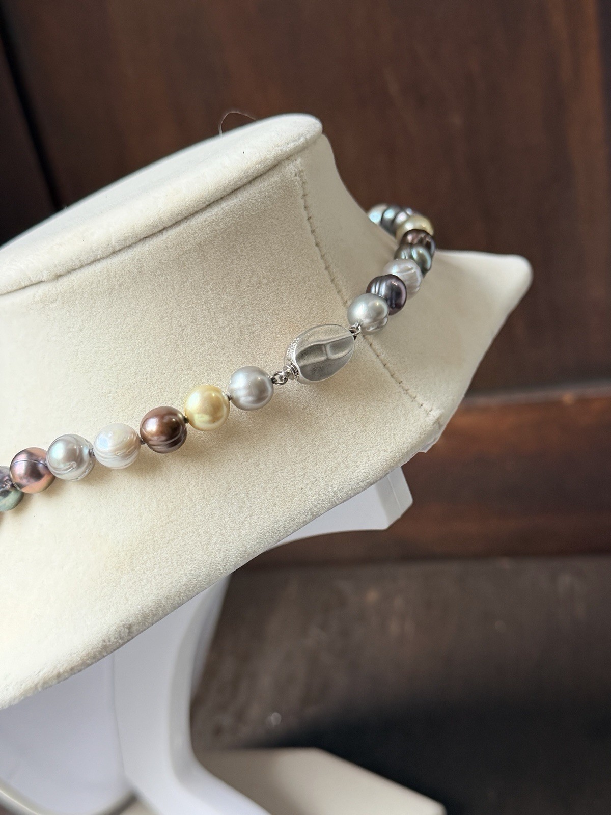 Genuine Multicolor Cultured Freshwater Pearl Necklace 925 Sterling Silver Clasp