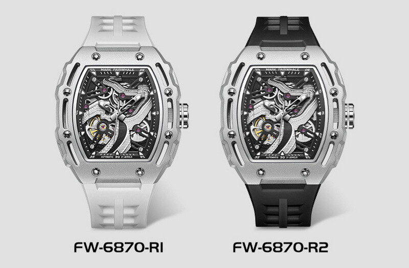 MARK FAIRWHALE Tonneau Skeleton The Great Wall Dial Mechanical Automatic Watch`