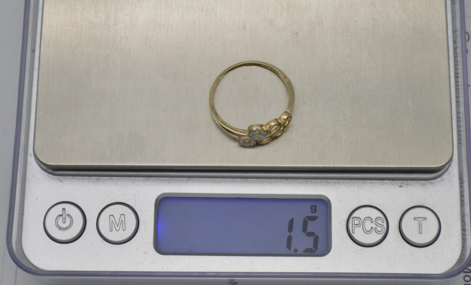 14K Real Yellow Solid Gold Love Symbol 3 Infinity Ring 8.4mm