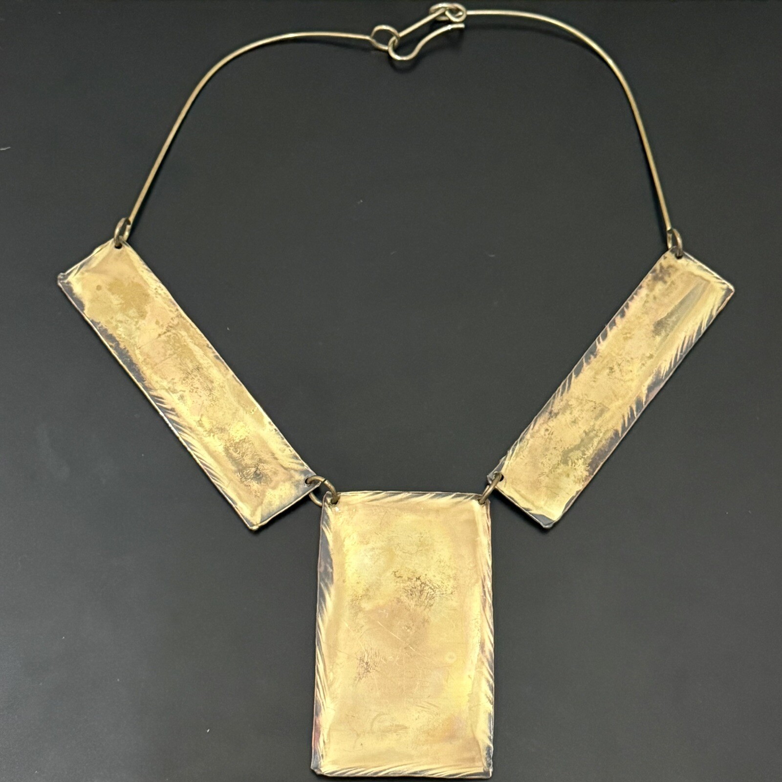 Unique Vintage Retro Modernist Handcrafted Artistic Mixed Metal Necklace 93g.