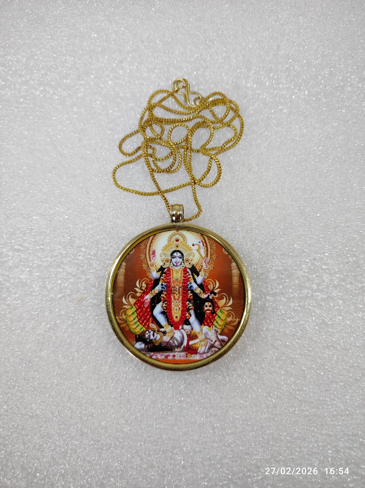 Handmade Handcrafted Pure Brass Tantra Goddess Kali Maa Pendant Necklace Chain.
