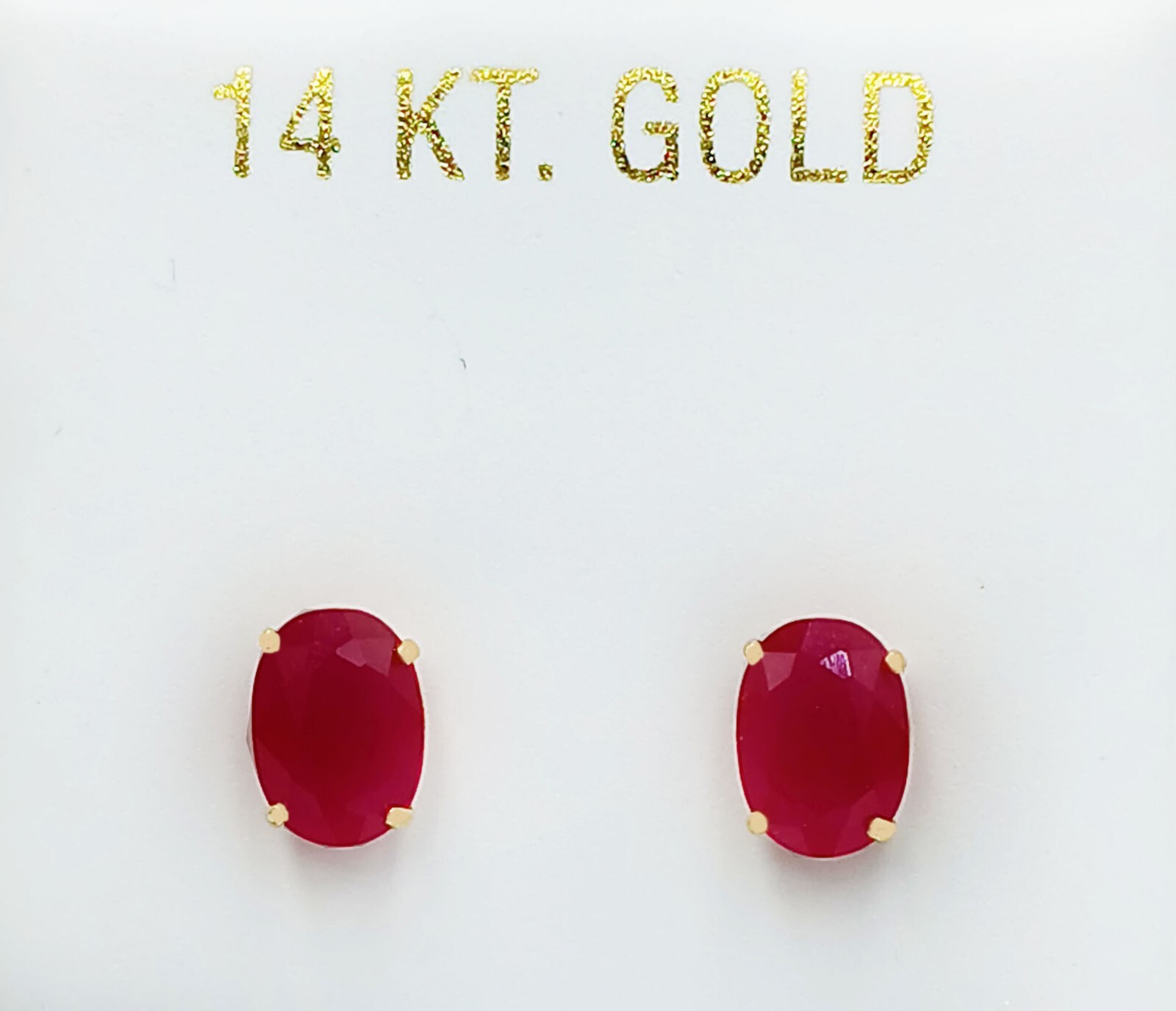 GENUINE 2.80 Cts RUBY STUD EARRINGS 14K YELLOW GOLD – Free Appraisal Service