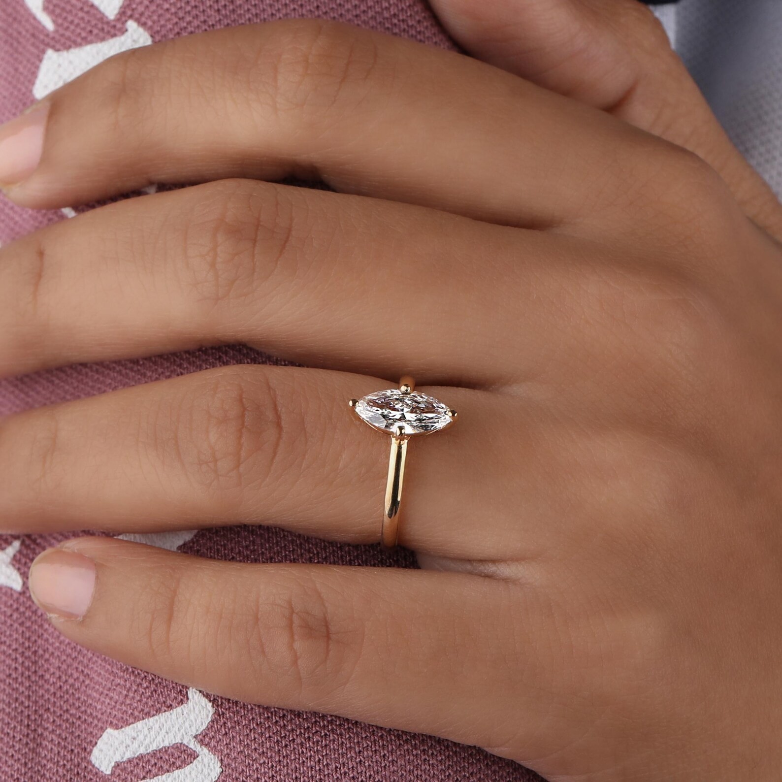 1.00TCW Marquise Cut Natural Diamond Engagement Gift Ring 14k Yellow Gold