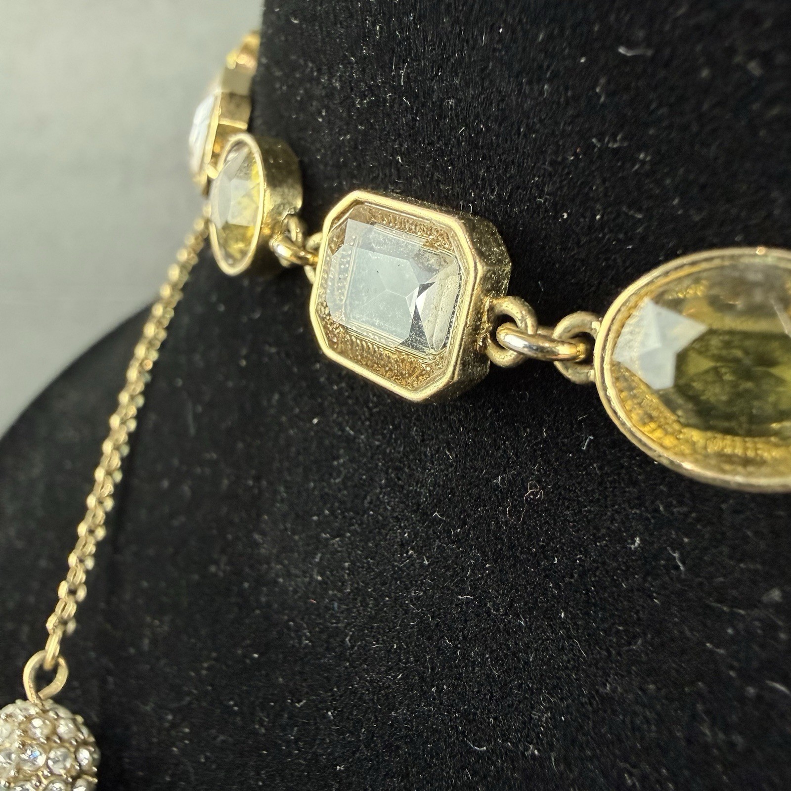 Vintage Ann Taylor Faceted Rhinestone Statement Necklace