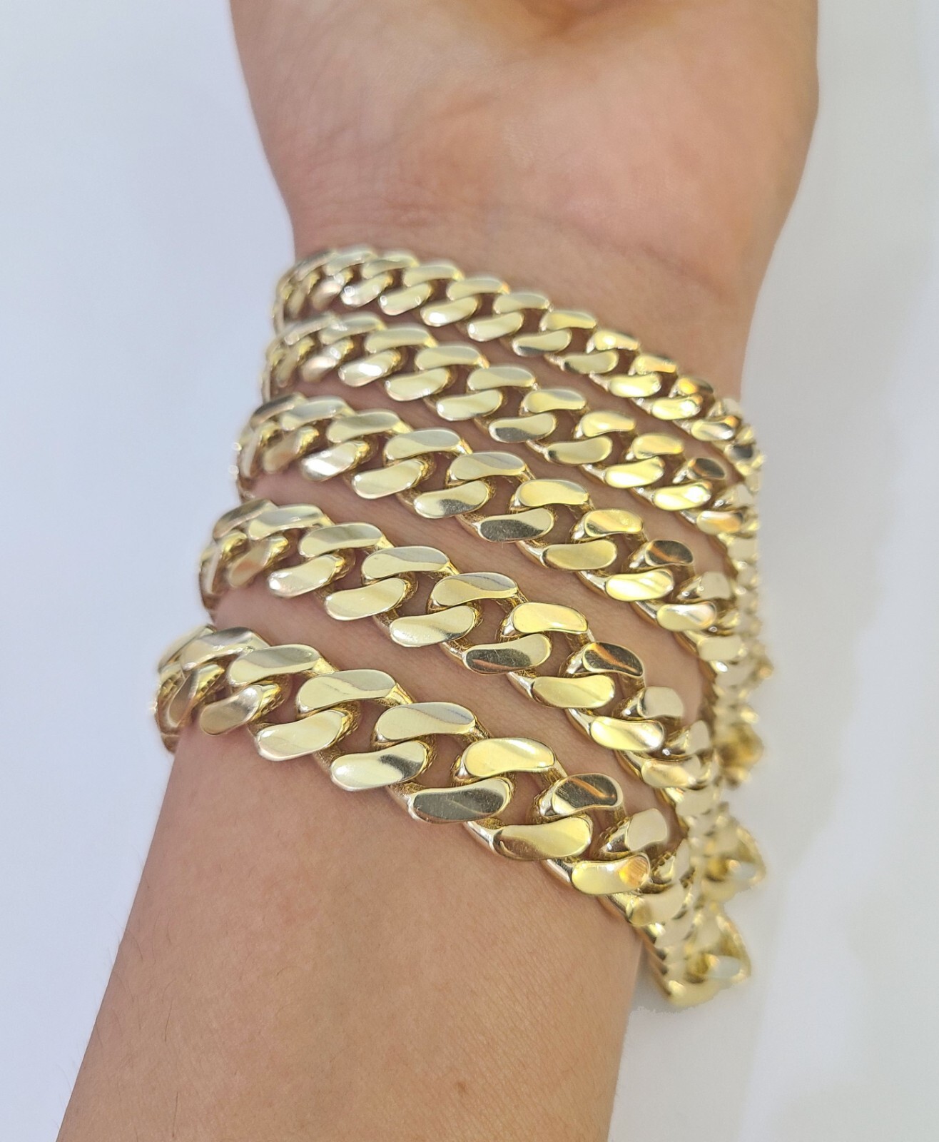 Real 14k Gold Monaco Bracelet 7mm-11mm 8″-8.5″ 14kt Yellow