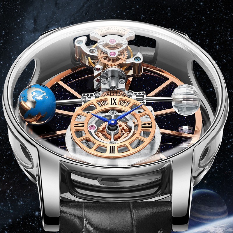 PINDU Men’s Quartz Watch 46mm Steel Case Sapphire Crystal Dress Concise Watch