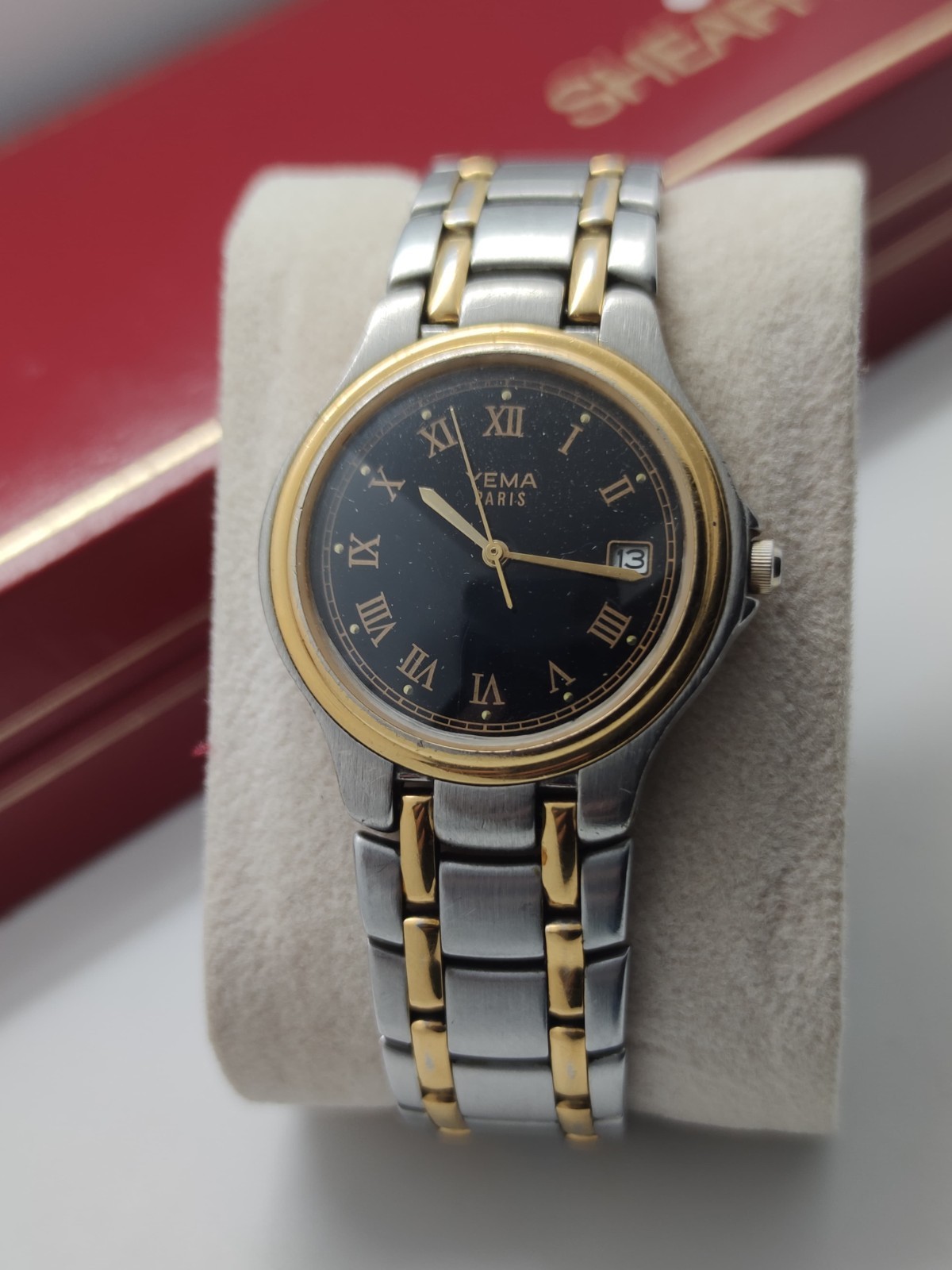 Skin Diver Watch Yema Paris Chiffre Roman Black Dial Quartz 35 Mm France Made