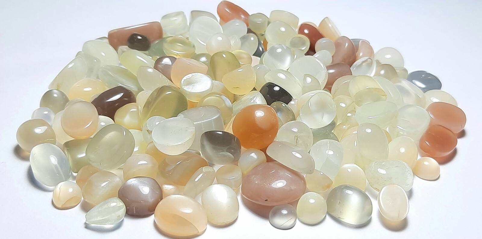 White Grey Peach Chocolate Moonstone Mix 100 Carat Lot Cabochon Free Shipping