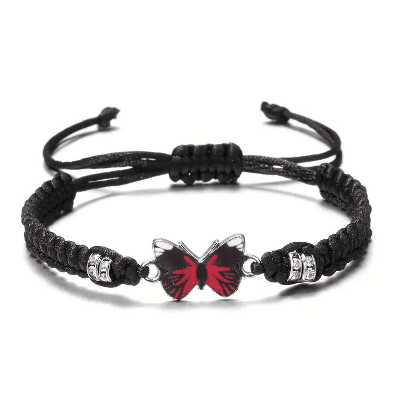 Fashion Women Bllack Classic Braided Flat Knot Butterfly Strap Bracelet Rope New