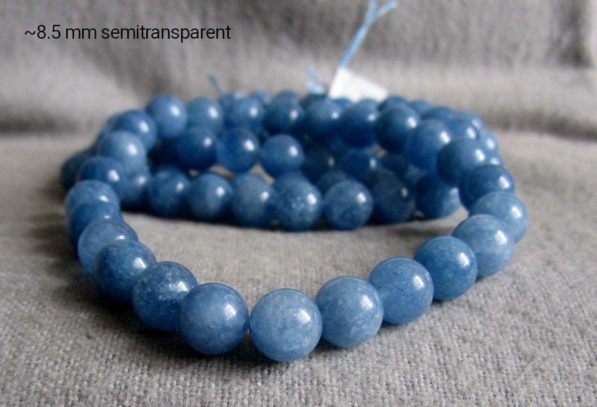 Aquamarine Blue Bracelet – Balls Ø 8.7 mm / 16-23 cm – Elastic