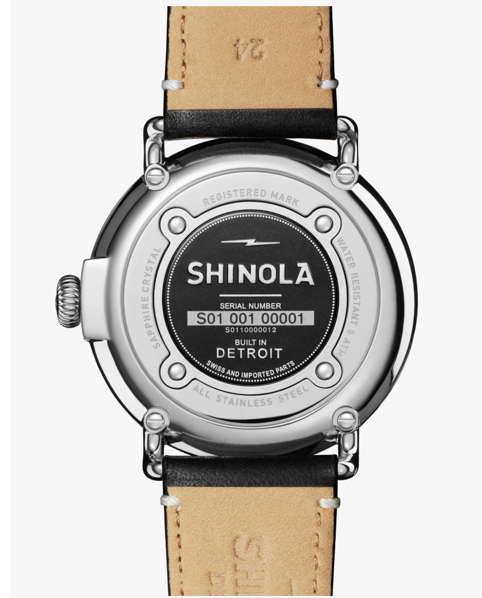 Shinola Runwell 47mm Polished Stainless Steel | Black Face | Argonite 1069