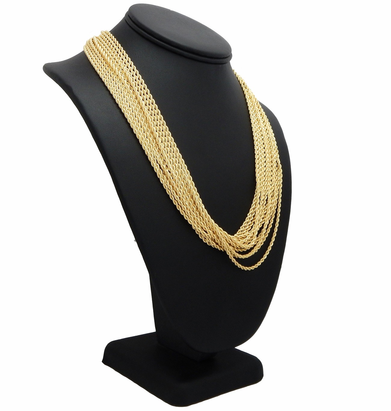 12 Piece 2mm Rope Chain Necklace 18″ 20″ 22″ 24″ 26″ 30″ Gold Plated Wholesale