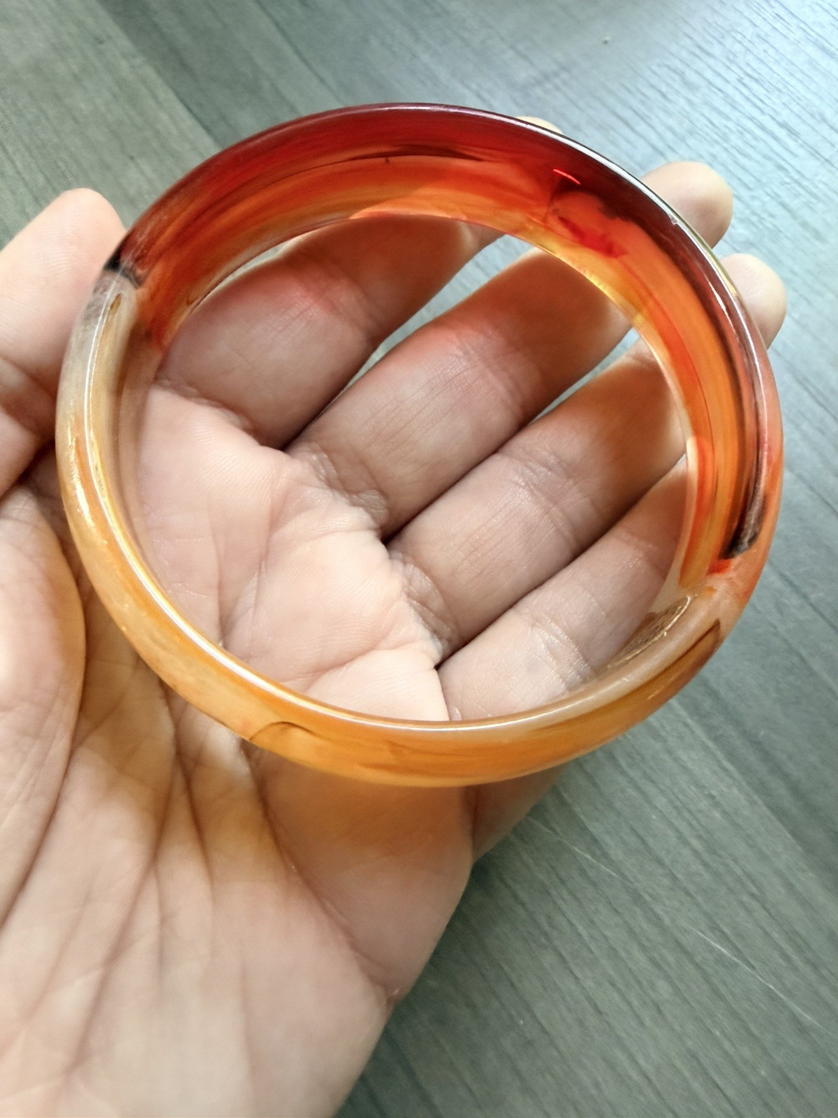 Vintage Lucite Acrylic Bangle With Gold Tone Bracelet From Hong Kong Retro