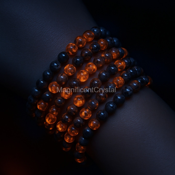5pcs Yooperlite 4mm Beads UV Reactive Flame Stone Glowing Healing Reiki Bracelet