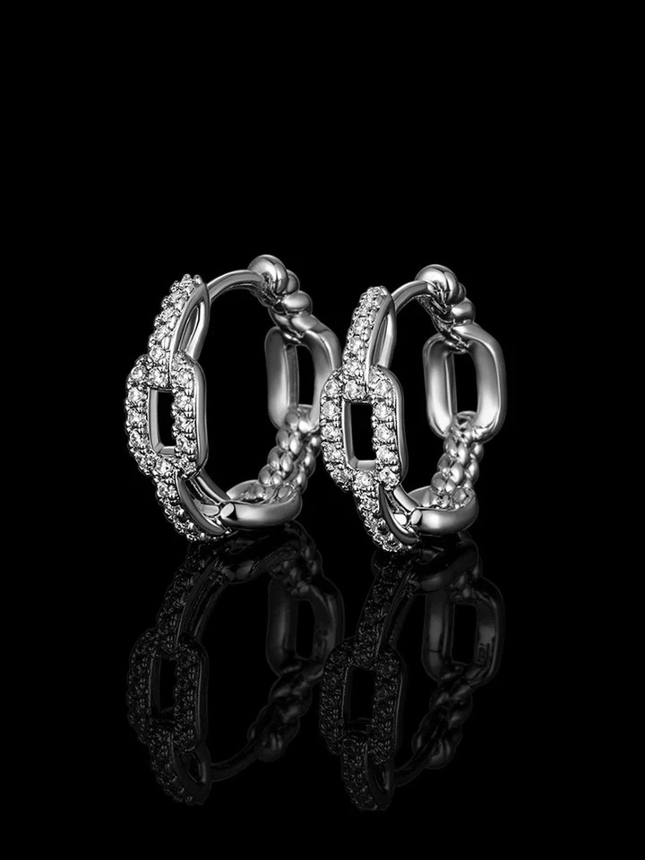 Sparkle Engagement Hoop Earrings Round Cut Simulated Diamond 925 Starling Silver