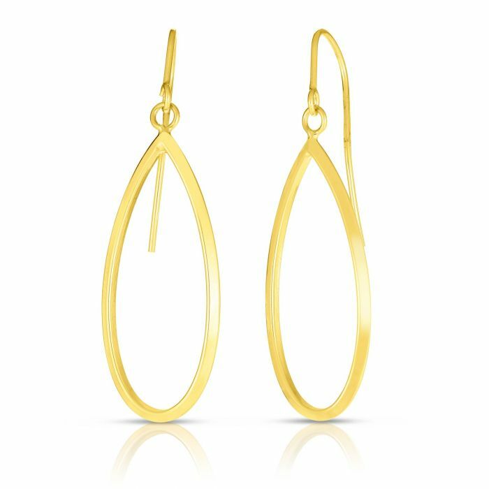 1 5/8″ Graduated Open Oval Dangle Drop Earrings Real 14K Yellow Gold 1.0gr