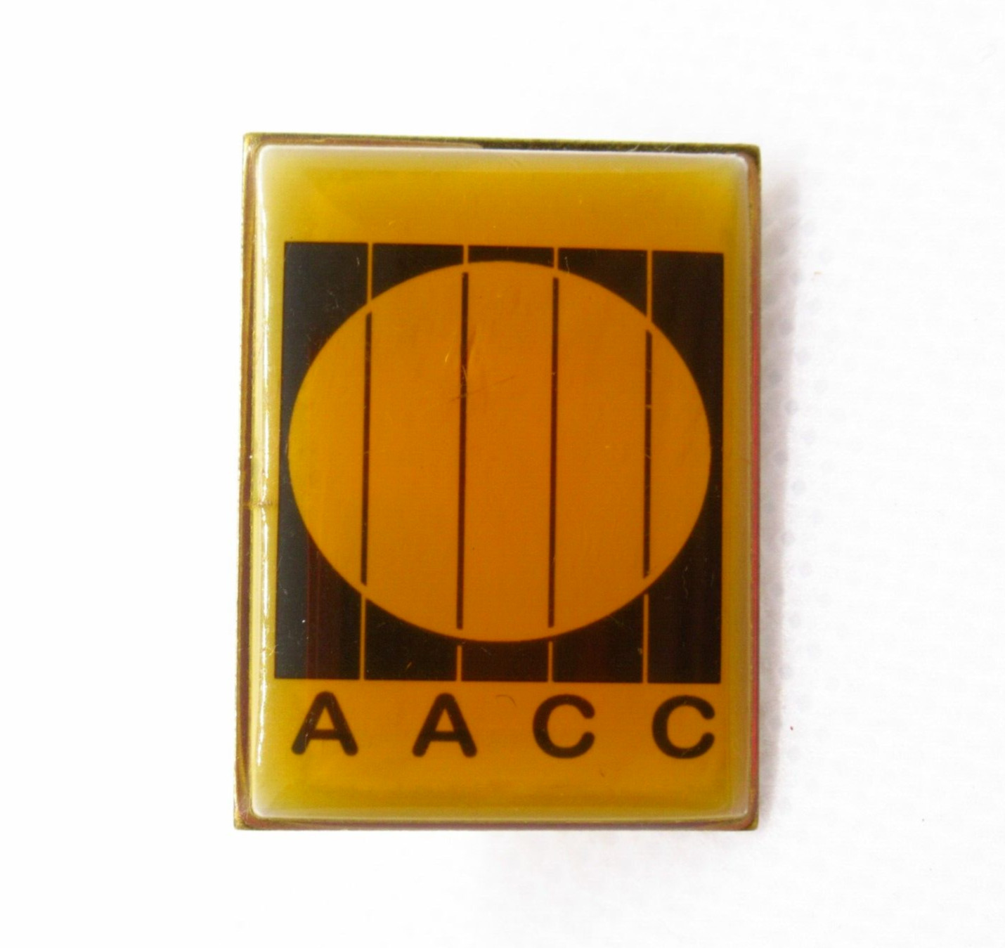 AACC Lapel Pin Orange Sun Stripes Logo Vintage USA Made Promotional Badge