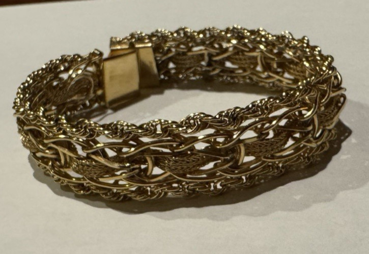Vintage 1/20 12K Gold Filled Bracelet Woven Rope Design Bold