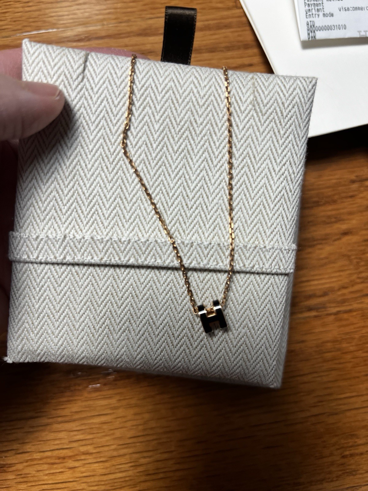 Hermes Mini Pop H Pendant Black with gold