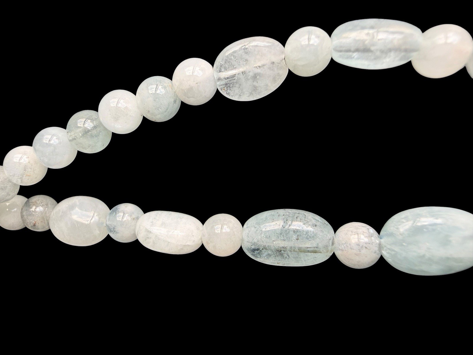 Signed Jay King DTR Sterling Silver Double Strand Aquamarine Beaded Necklace