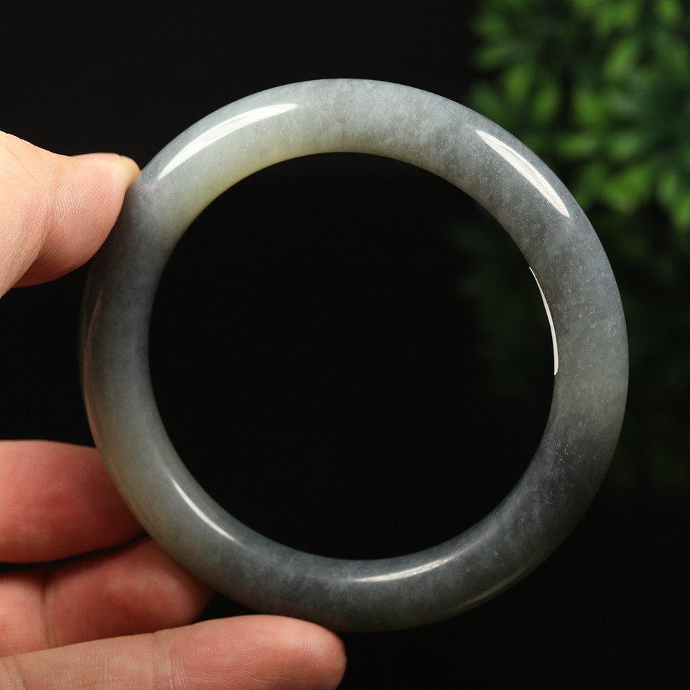 61mm Certified 100% Natural Grade A Black Green Xiu Jade Bangle Bracelet 12533