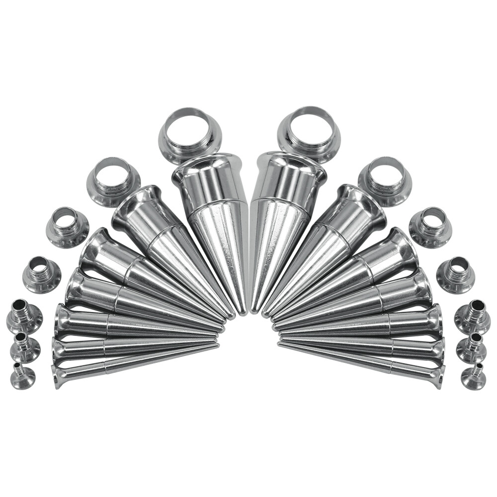 1 Pair 2-20mm Stainless Steel Ear Tapers 3 in 1 Double Flared Ear Plug Tunnels